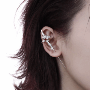 Silver Rose Ear Ornament